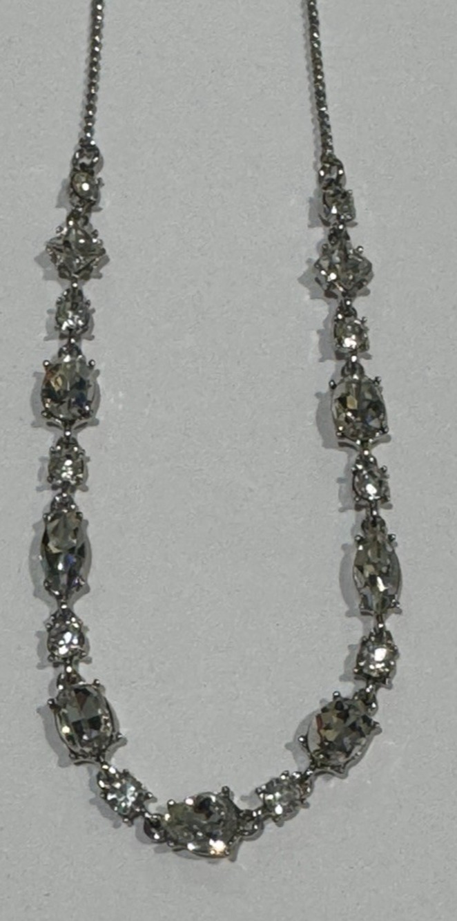 Givenchy Sparkling Rhinestone Silver tone 20" Necklace